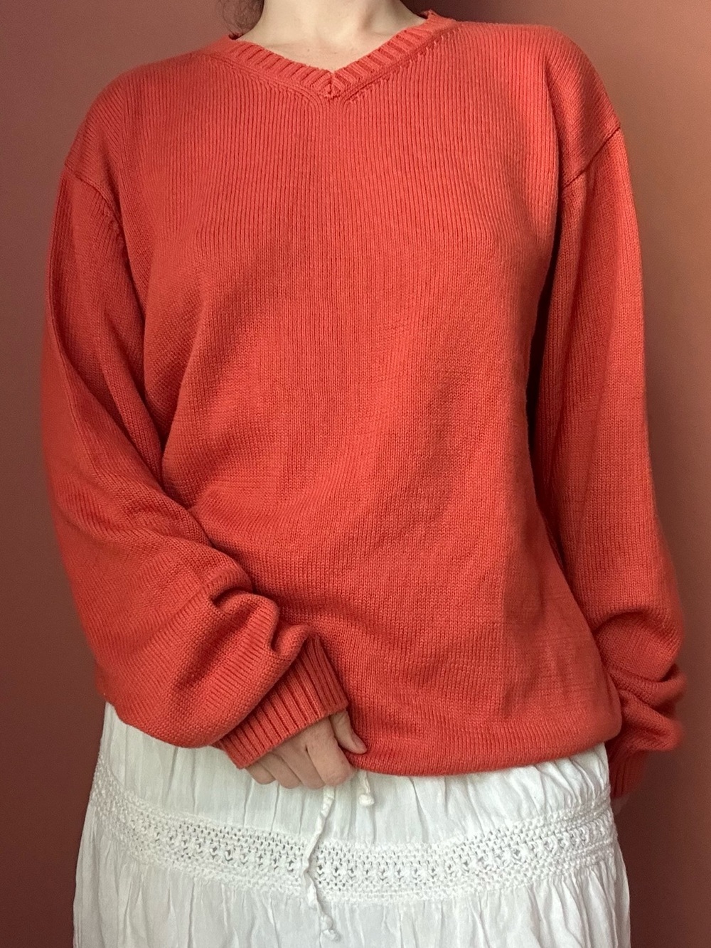 Knightsbridge orange oversized knit sweater - Picture 3 of 5